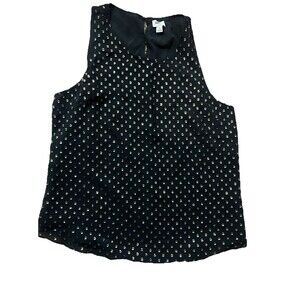 J.Crew Scoop Neck Tank Top Casual Classic Basic Small Black Gold Polka Dots